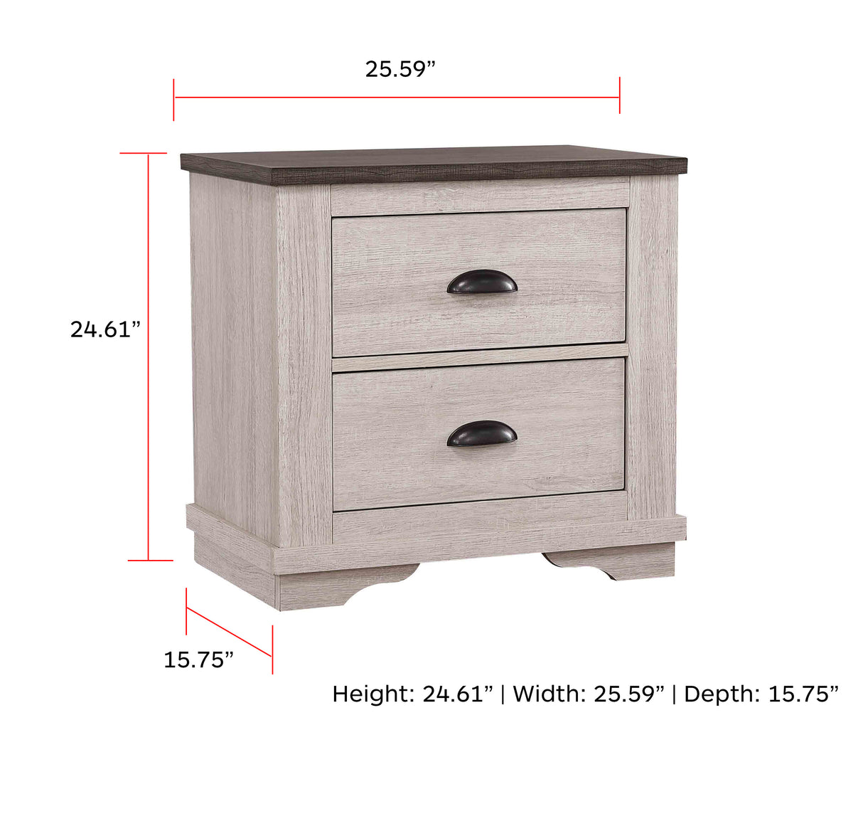 Coralee Night Stand Chalk/Grey
