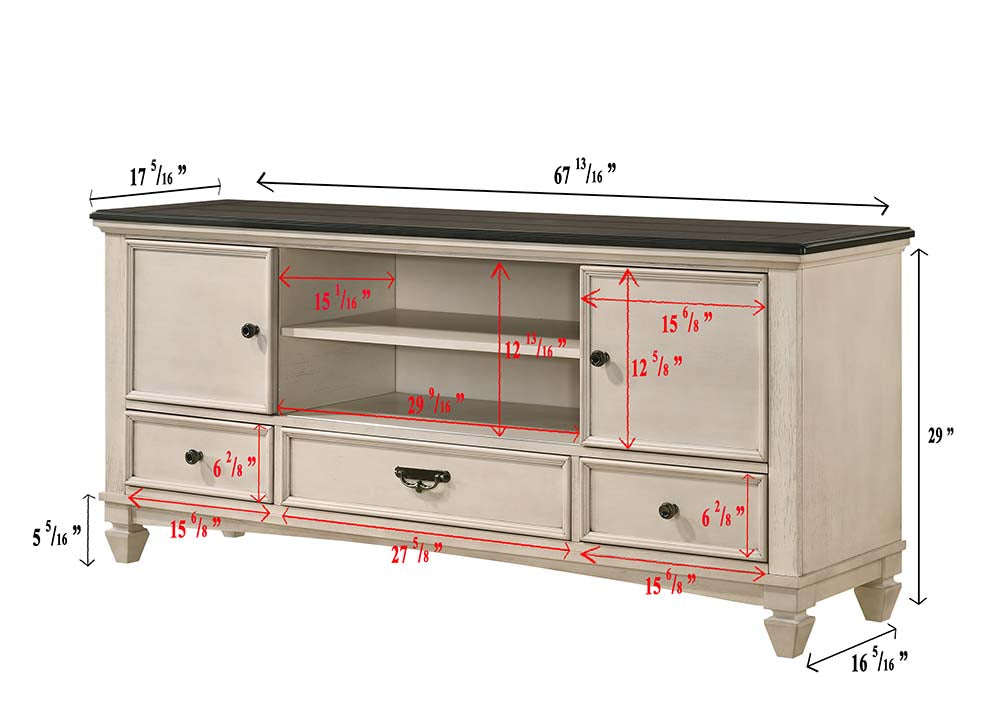 Sawyer - TV Stand - Antique White