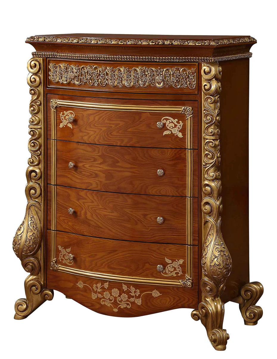 Ornate Carved Chest with Gold Accents