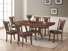 Transitional Walnut-Brown 7-Piece Dining Set with Upholstered Chairs