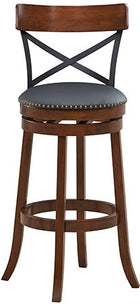 29" Swivel Bar Stool with X-Back and Nailhead Trim