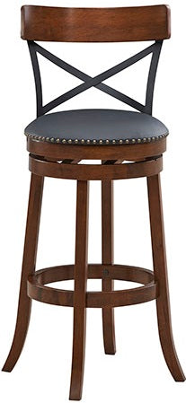 29" Swivel Bar Stool with X-Back and Nailhead Trim