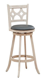 29" Antique White Swivel Bar Stool with Lattice Back