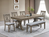 6-Piece Gray Trestle Dining Set with Bench