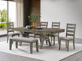 Rustic Gray Farmhouse 6-Piece Dining Set with 18” Butterfly Leaf
