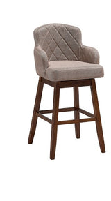 30" Swivel Upholstered Bar Stool with Arms & Diamond-Quilted Back