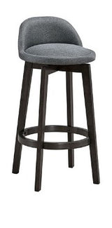 29" Swivel Upholstered Bar Stool with Curved Back & Ring Footrest