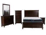 Transitional Espresso 6-Piece Queen Storage Bedroom Set (Bed, Dresser, Mirror, Chest & Nightstand)