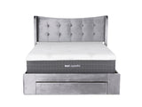 Gray Velvet Tufted Wingback Storage Queen Bed