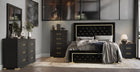 Glam Black Velvet & Gold 6-Piece Bedroom Set