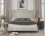 Fog Upholstered Wingback Bed with Nailhead Trim