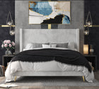 Grey Channel-Tufted Upholstered Bed