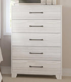 Whitewash 5-Drawer Chest Only with Modern Bar Pulls