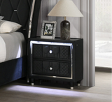 Vesper Black Velvet LED 2-Drawer Nightstand