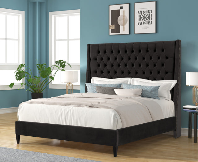 3 Piece Upholstered Tufted Bed by Mollai Collections | Bel Furniture