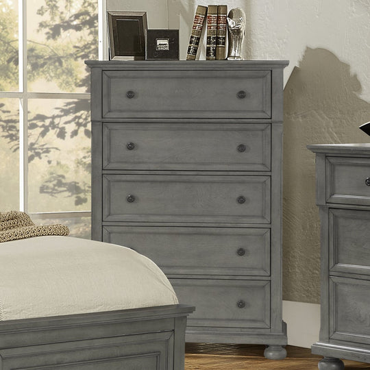 Gray 5-Drawer Panel Chest