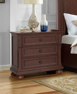 3-Drawer Nightstand in Cherry - Traditional Bedside Table with Ball Bearing Glides