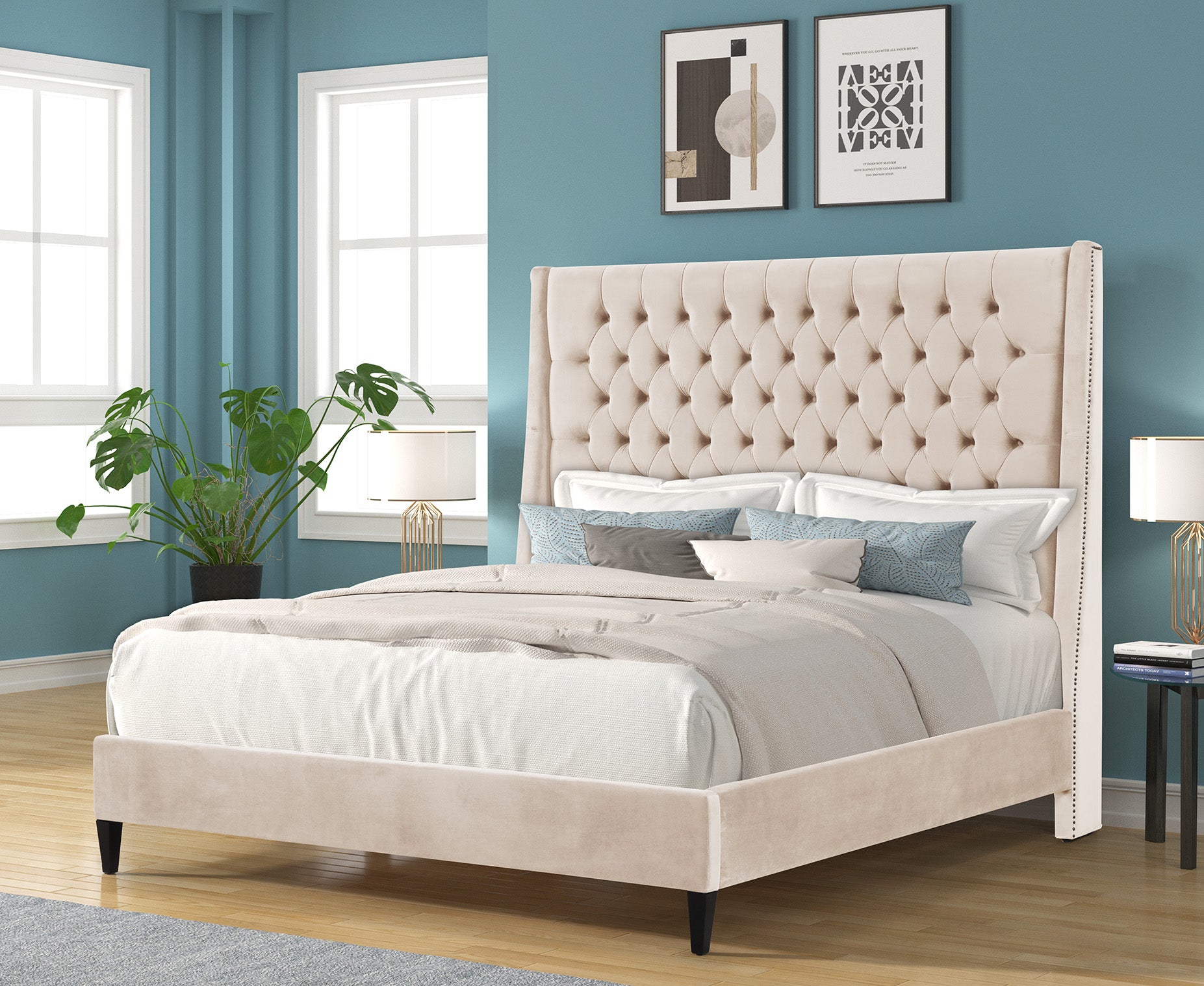 3 Piece Upholstered Bed