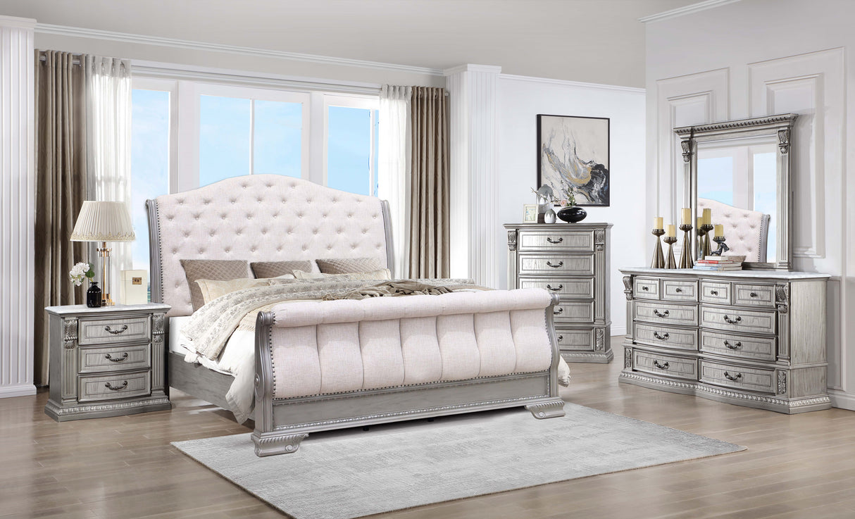 Grand-Platinum 6 PIECE QUEEN BEDROOM SET by Mollai Collections | Bel Furniture