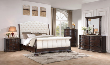 Grand-Cherry 6 Piece Queen Bedroom Set by Mollai Collections | Bel Furniture