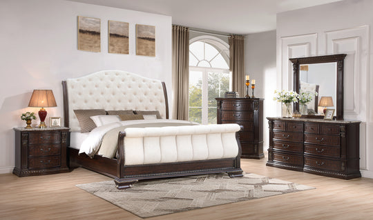 Grand-Cherry 6 Piece Queen Bedroom Set by Mollai Collections | Bel Furniture