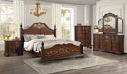 Traditional Dark Cherry 6-Piece Bedroom Set with Ornate Carvings & Mirror