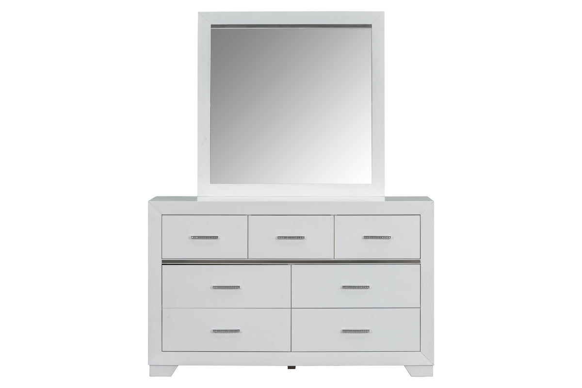 6 Piece Modern White Canopy Bedroom Set by Mollai Collections | Bel Furniture