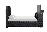 Luxury Velvet Tufted Bed with Fireplace, TV Lift, and Bluetooth Speakers by Mollai Collections | Bel Furniture