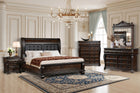Regency Cherry 6-Piece Bedroom Set with Tufted Sleigh Bed, Dresser, Mirror & Nightstand