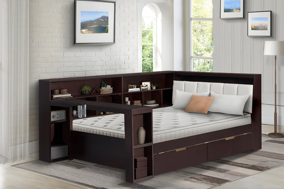 Full size Bed with Built-in Desk, Shelves and 2 Drawers by Mollai Collections | Bel Furniture