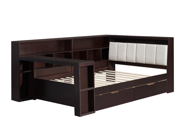 Full size Bed with Built-in Desk, Shelves and 2 Drawers by Mollai Collections | Bel Furniture