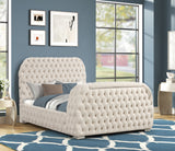 Luxury Velvet Tufted Bed with Fireplace, TV Lift, and Bluetooth Speakers by Mollai Collections | Bel Furniture