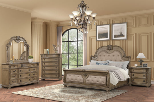 Kensington Estate Light Brown Traditional Upholstered Sleigh Bedroom Set