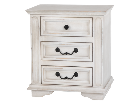 Magnolia White Rustic Farmhouse 3-Drawer Nightstand
