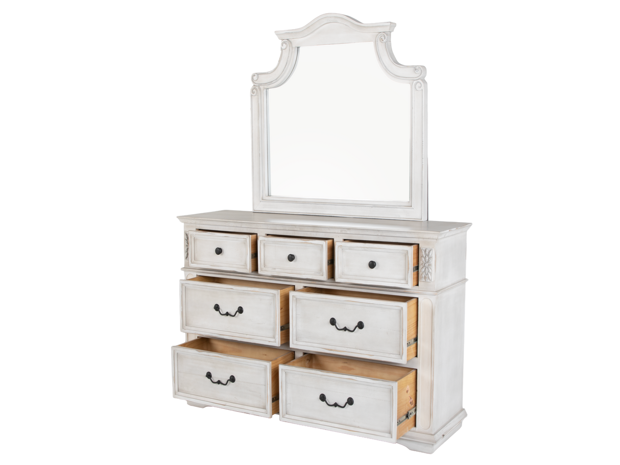 Magnolia Savanna White Farmhouse 6‑Piece Bedroom Set with Storage Footboard Bench