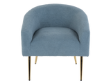 Blue Boucle Barrel Accent Chair with Gold Metal Legs