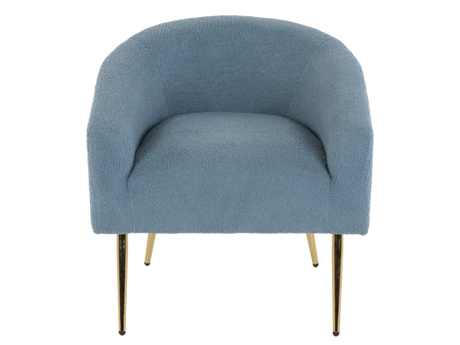 Blue Boucle Barrel Accent Chair with Gold Metal Legs - view 3