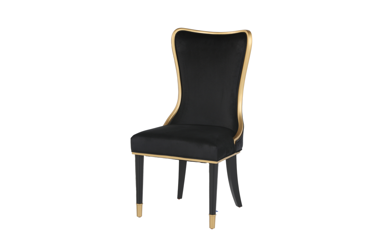 7 Piece Modern Black and Gold Dining Set