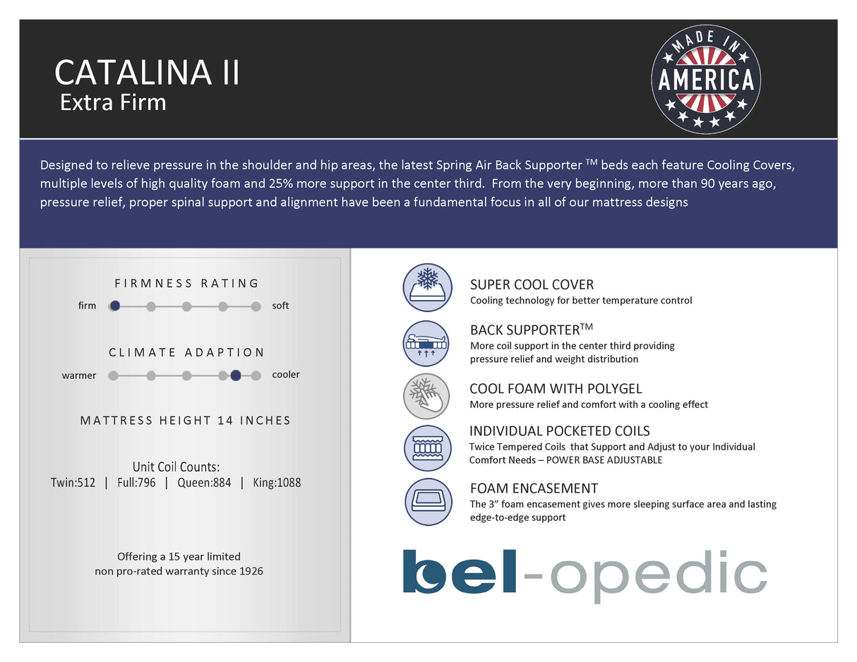 Catalina 14-Inch Extra Firm Innerspring Mattress by Bel O Pedic | Bel Furniture