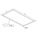 52x27-inch 6mm Rectangular Clear Tempered Glass Top