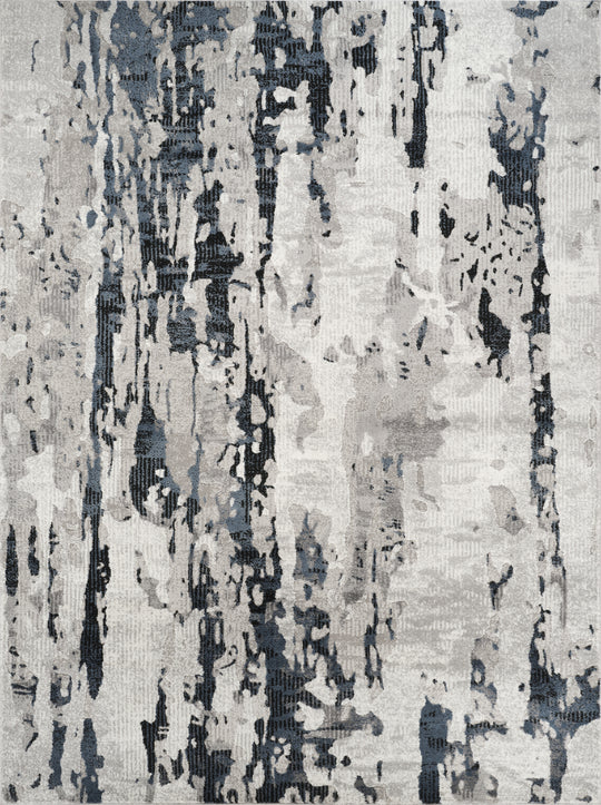 .Velvet Blue & Gray Abstract Area Rug 6'6" x 9'0"