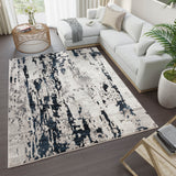 .Velvet Blue & Gray Abstract Area Rug 6'6" x 9'0"