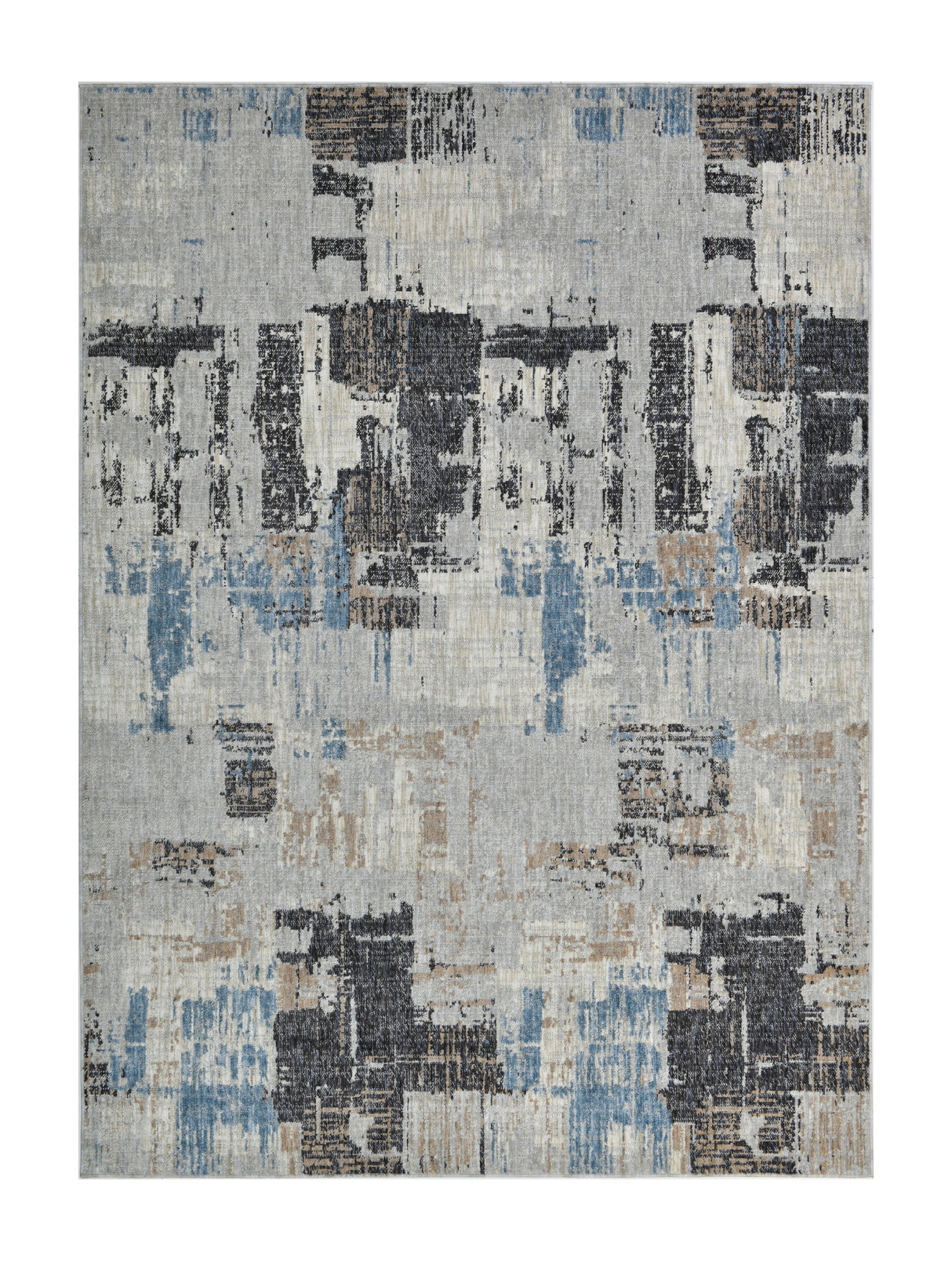 .Colorado Abstract Area Rug – Silver, Blue & Beige 6'6" x 9'0"