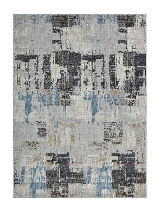 .Colorado Abstract Area Rug – Silver, Blue & Beige 6'6" x 9'0"