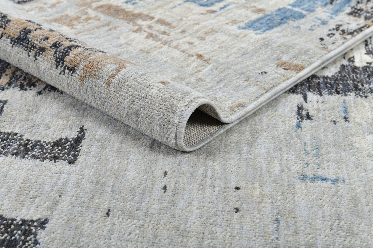 .Colorado Abstract Area Rug – Silver, Blue & Beige 6'6" x 9'0"