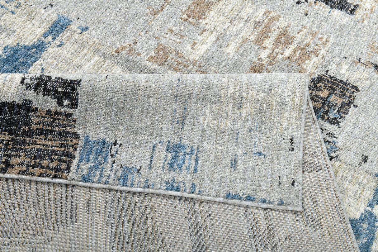 .Colorado Abstract Area Rug – Silver, Blue & Beige 6'6" x 9'0"