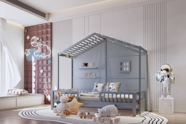 Twin Size House Bed with Shelves by Mollai Collections | Bel Furniture
