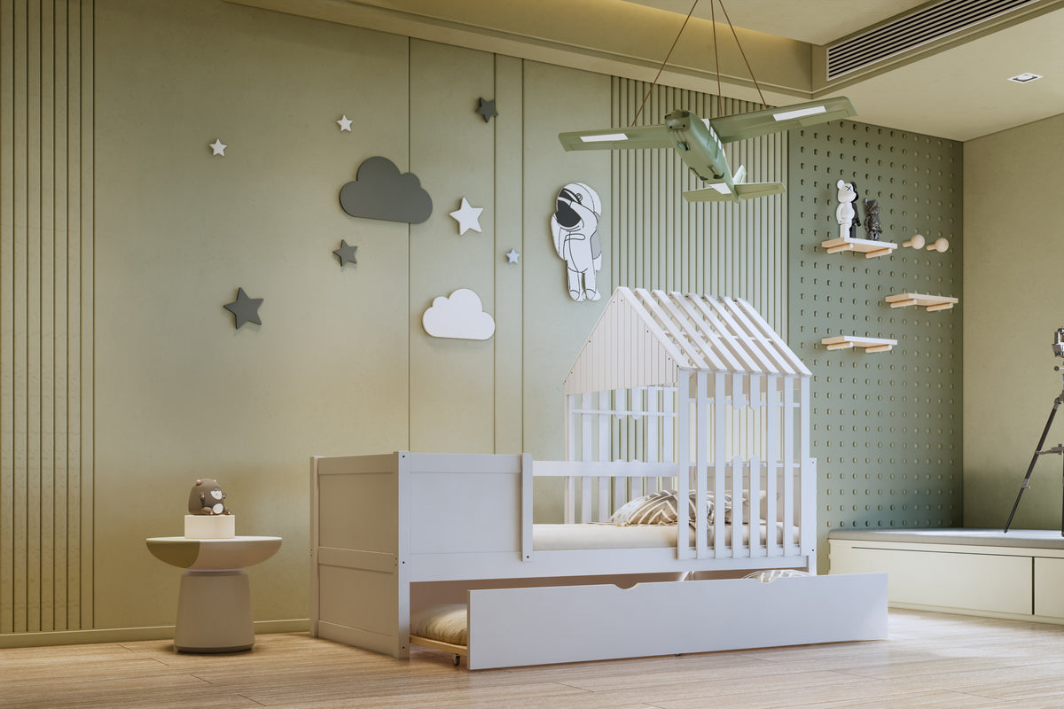 Twin Low Loft Bed with Trundle by Mollai Collections | Bel Furniture