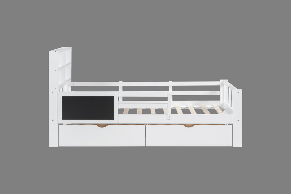 Twin Size Bed with Bookcase Headboard and Two Drawers by Mollai Collections | Bel Furniture