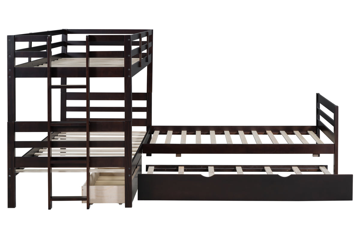 Triple Twin-size Bunkbed With Trundle And Drawers by Mollai Collections | Bel Furniture